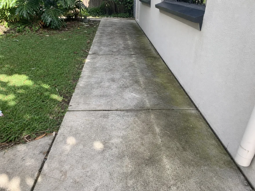 Grimy concrete surface before deep cleaning in Brisbane